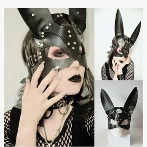 Leather rabbit ear mask